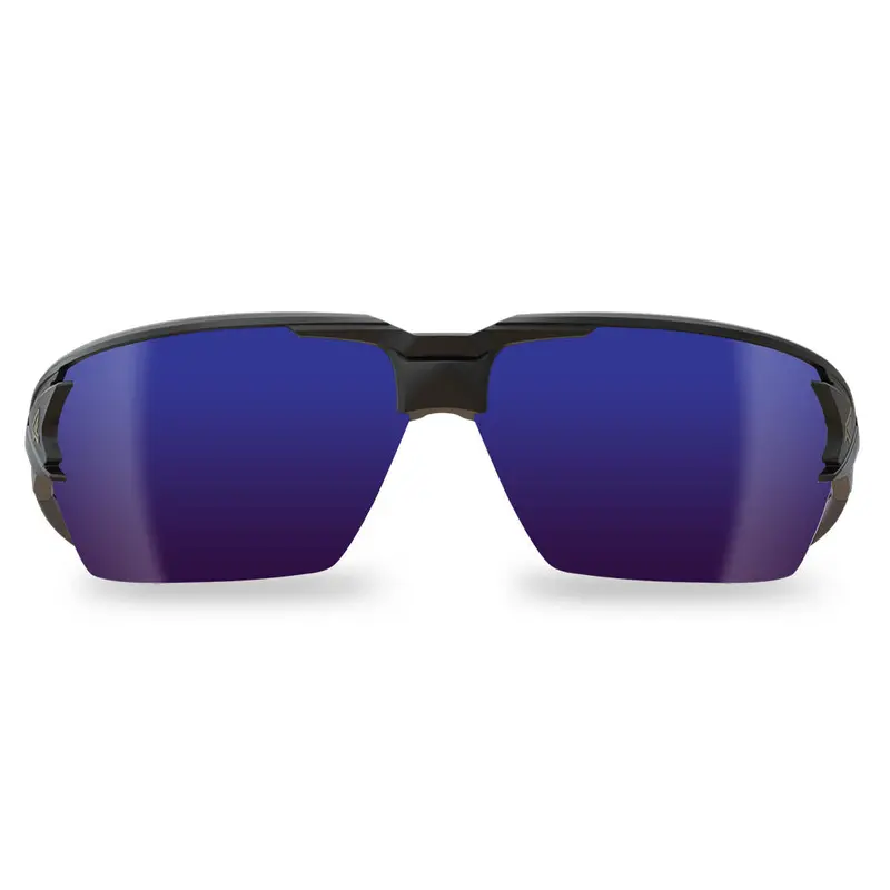 Edge Eyewear Pumori Xpap418 Safety Glasses: Black Frame, Aqua Precision Blue Mirror Lens 1