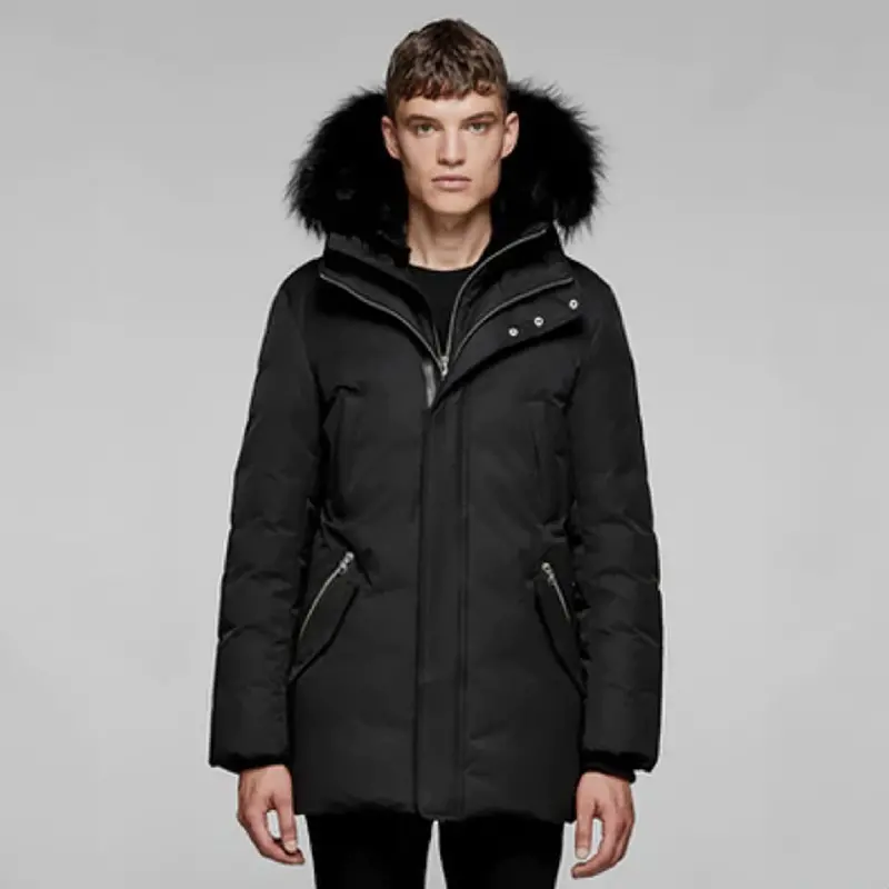 Edward-B Hip-Length Down Parka With Detachable Fur Trim In Black 1