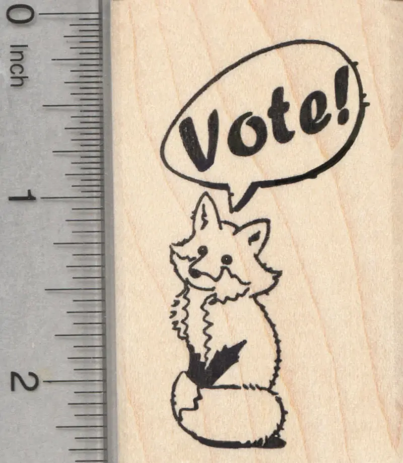 Election-Themed Fox Voting Rubber Stamp 1
