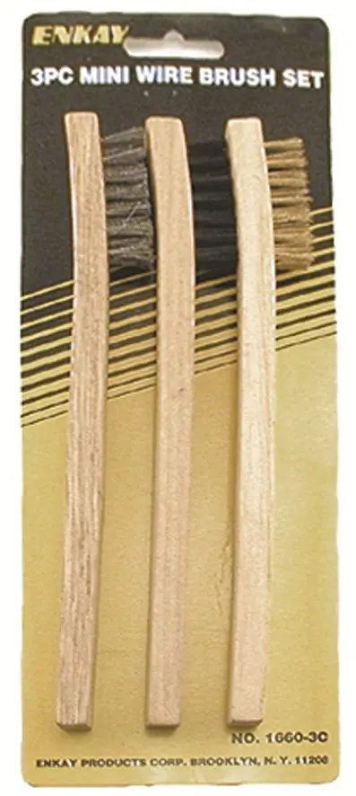 Enkay 3-Piece Mini Wire Brush Set – Carded Bristles, Model 1660-3C 1