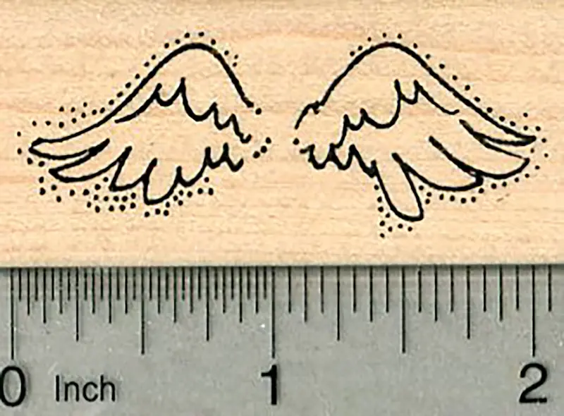 Ethereal Angel Wings Rubber Stamp – Uplifting & Serene Motif 1