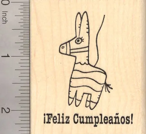 ‘Feliz Cumpleaños’ Piñata Rubber Stamp – Spanish Birthday Design 1