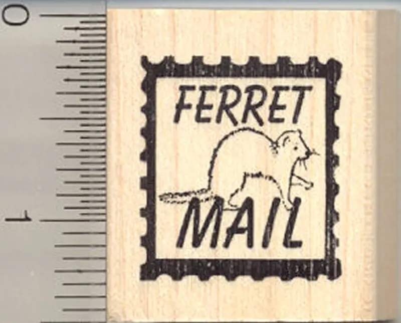 Ferret Faux Postage Rubber Stamp – Playful Mail-Style Art 1