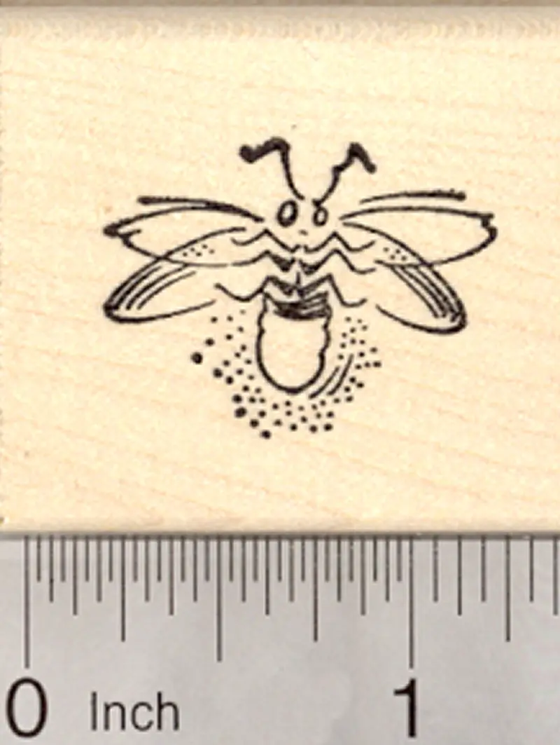 Firefly Rubber Stamp – Glowing Insect Mid-Flight Illustration 1