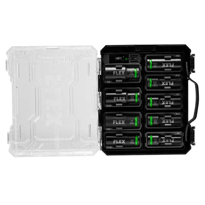 Flex Fam10401-10 Thin-Wall Deep-Well 1/2" Drive 6-Point Impact Socket Set (10-Pc) 1