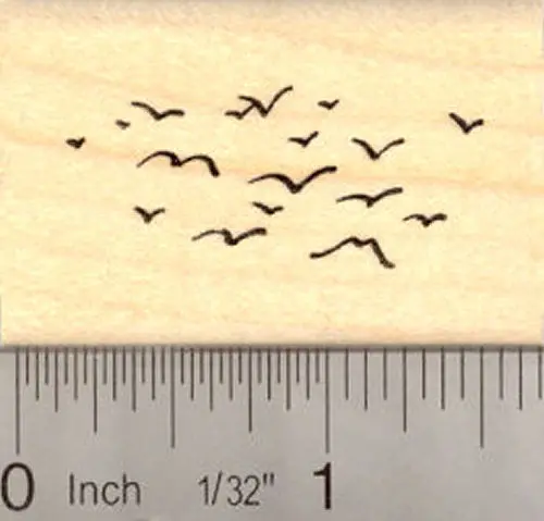 Flock Of Flying Birds Rubber Stamp – Nature-Inspired Group Motif 1