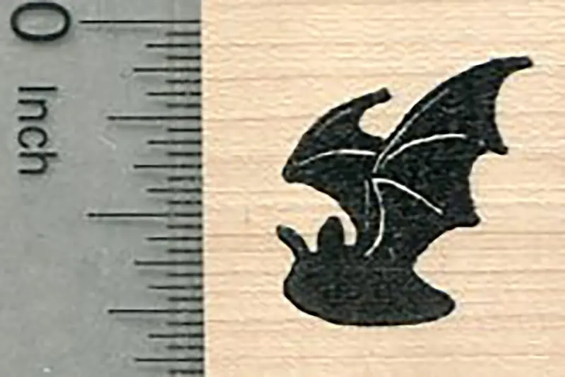 Flying Bat Rubber Stamp — Classic Halloween Silhouette Design 1