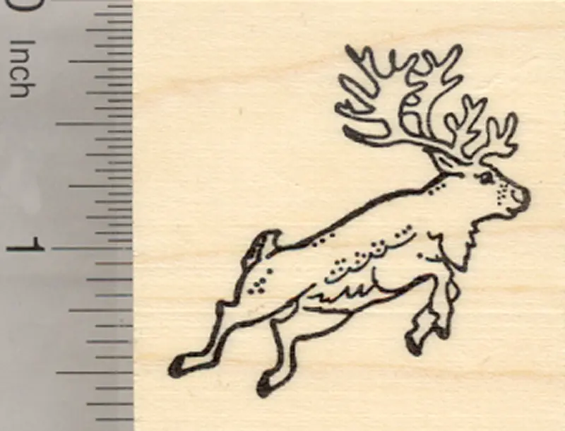 Flying Reindeer Santa Rubber Stamp – Classic Christmas Motion Silhouette 1