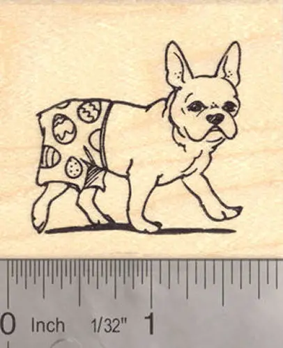 French Bulldog In Easter Egg Shorts Rubber Stamp 1