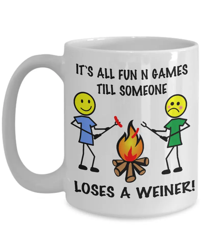 Funny Weiner-Themed White Ceramic Coffee Mug – 15 Oz 1