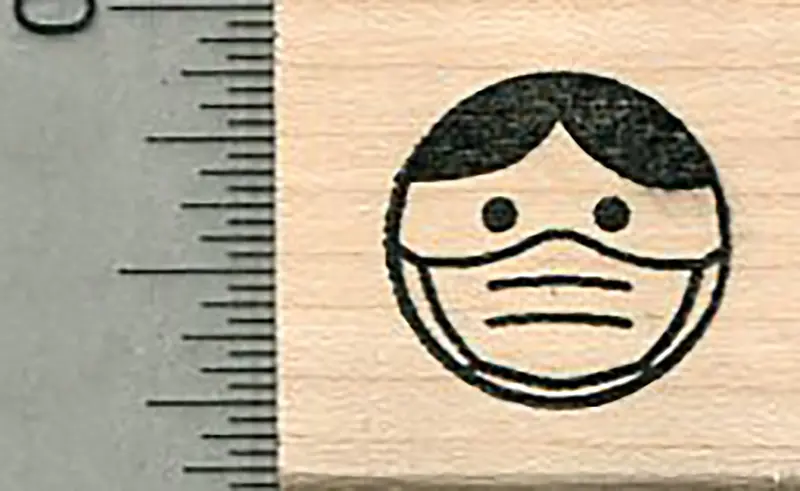Generic Masked Emoji Rubber Stamp – Versatile Face Covering Design 1