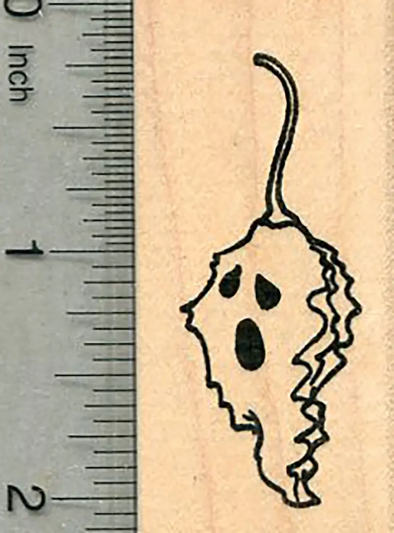 Ghost Pepper Halloween Stamp – Fiery Spooky Food Motif 1