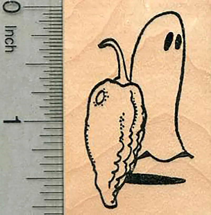 Ghost Pepper Rubber Stamp – Spicy Heat Illustration 1