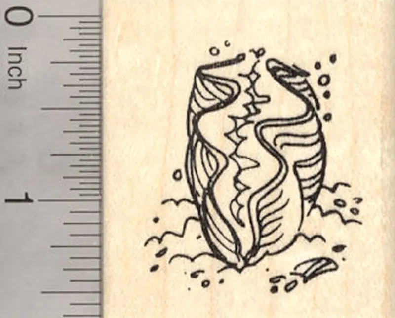 Giant Clam Sea Mollusk Coral Reef Rubber Stamp 1