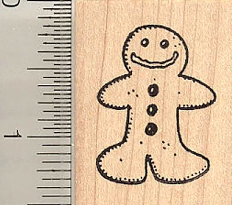 Gingerbread Man Rubber Stamp – Whimsical Holiday Baking Motif 1