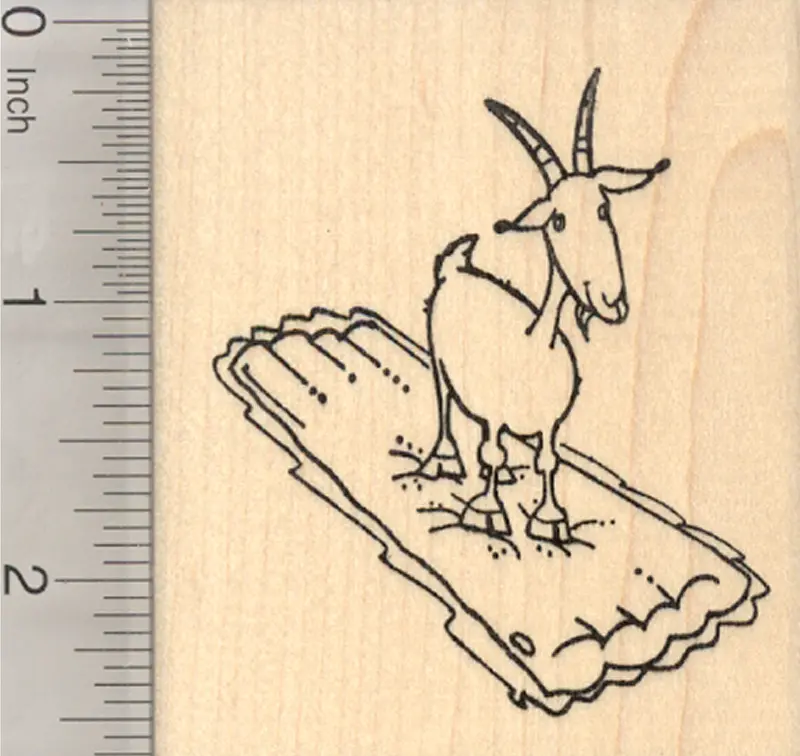 Goat Floating On Inflatable Raft Rubber Stamp – Whimsical Water Fun 1
