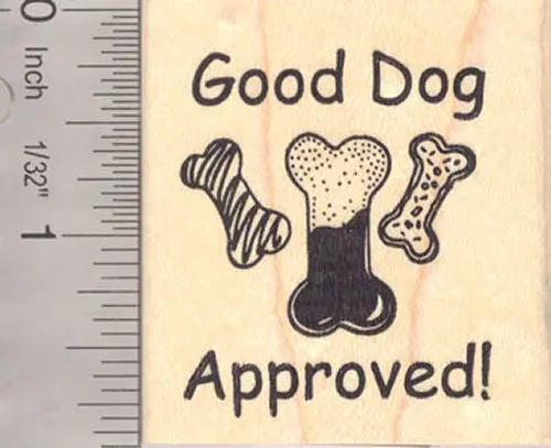 'Good Dog Approved' Treat Rubber Stamp Featuring Dog Bones 1