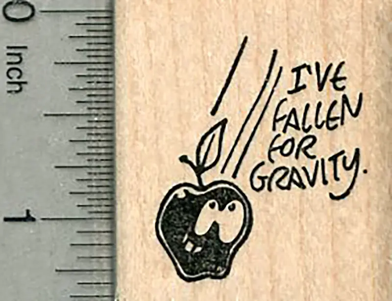 Gravity Rubber Stamp Depicting Newton’S Apple For Physics Education 1
