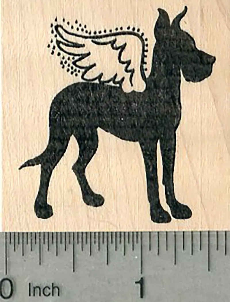 Great Dane Angel Silhouette Rubber Stamp – Honoring A Loyal Companion 1