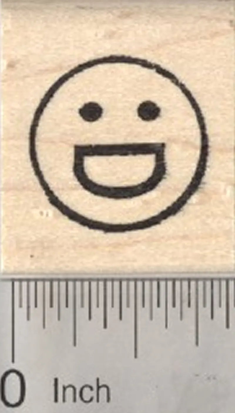 Grinning Emoji Rubber Stamp With Bold 'D' Smile 1