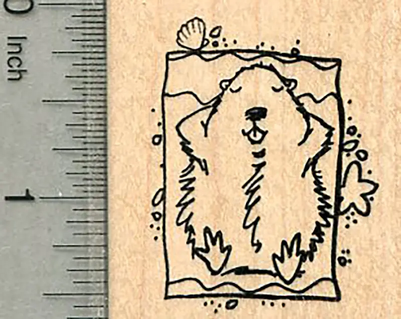 Groundhog Day Beach Relaxation Rubber Stamp – Lighthearted Holiday Theme 1