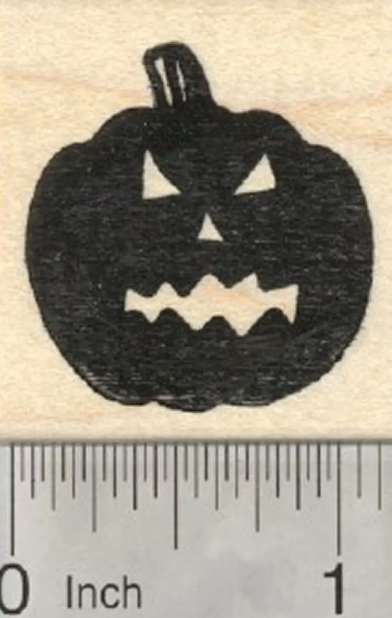 Halloween Jack-O'-Lantern Rubber Stamp With Classic Pumpkin Carving Style 1