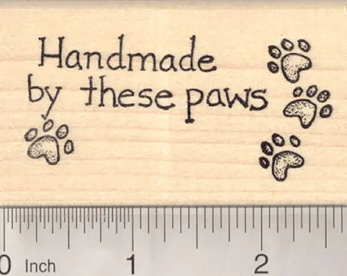'Handmade By These Paws' Rubber Stamp – Cute Dog, Cat & Pet Motif 1