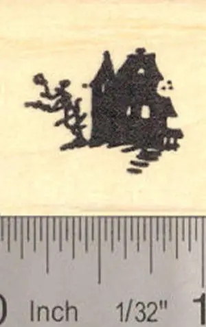 Haunted House Silhouette Rubber Stamp For Halloween Diy 1