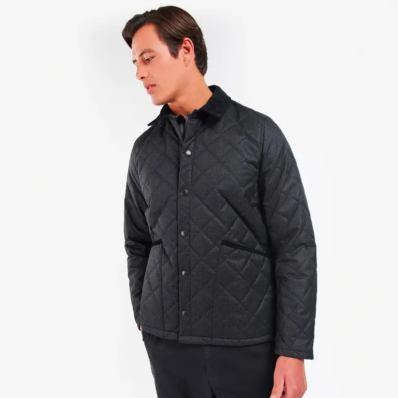Heron Checked Quilted Jacket – Charcoal Grey 1
