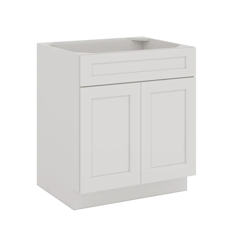 Honcraft White Shaker Sink Base Cabinet – 30 To 42 Inch Widths, 1-1/4 Inch Overlay 1