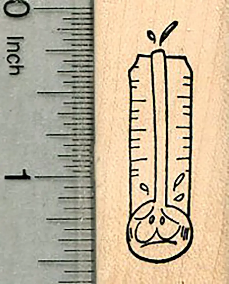 Hot Thermometer Rubber Stamp – Playful Summer Heat Indicator 1
