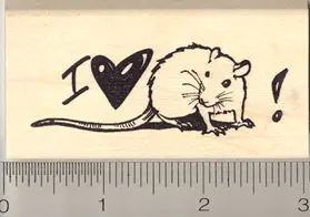 ‘I Love My Pet Rat’ Rubber Stamp – Fun Rodent-Fan Statement 1