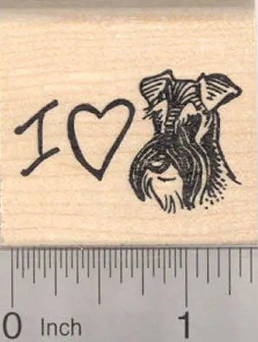 ‘I Love My Schnauzer’ Rubber Stamp – Natural Ears Style 1