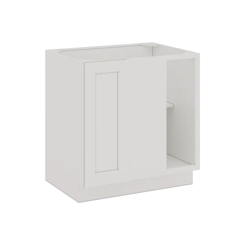 Ice White Shaker Blind Corner Base Cabinet – Left Or Right Configurations, 36–45 Inch Sizes, 1-1/4 Inch Overlay 1
