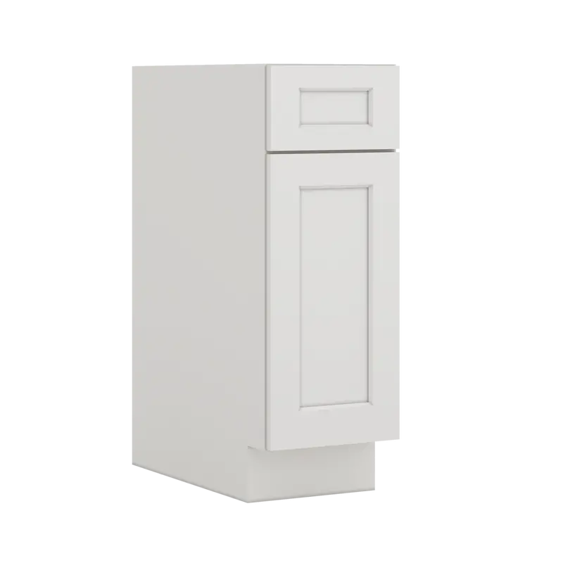 Ice White Shaker One-Door One-Drawer Base Cabinet – 12 To 21 Inch Widths, 1-1/4 Inch Overlay 1