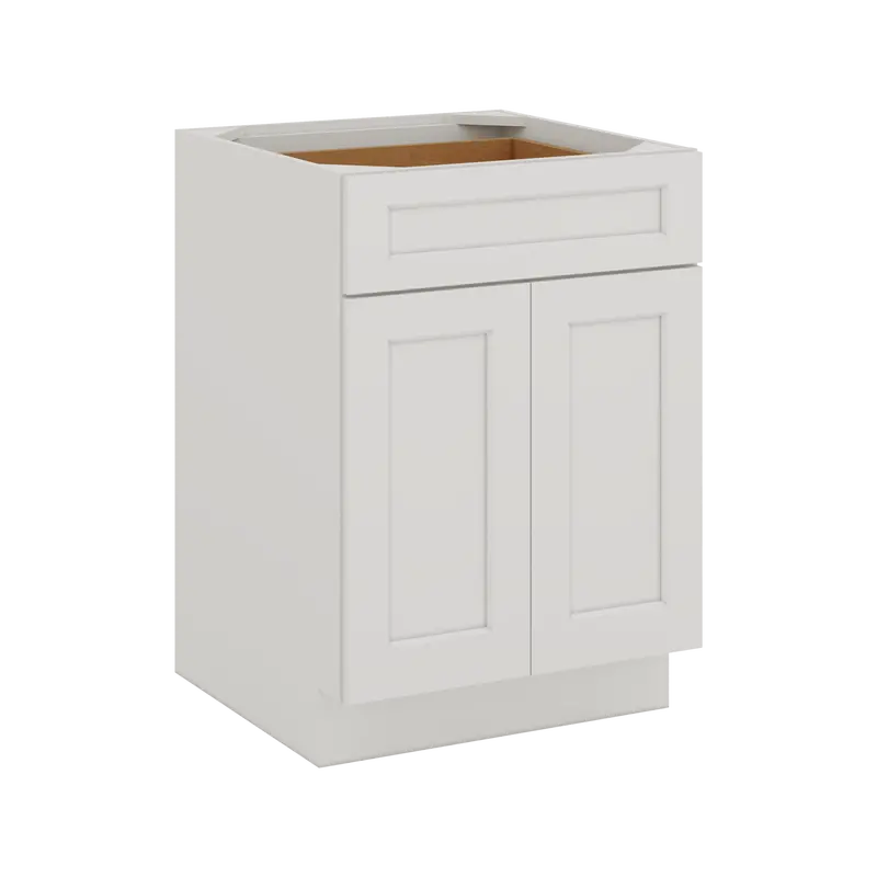 Ice White Shaker Two-Door Base Cabinet – 24 To 42 Inch Widths, 1-1/4 Inch Overlay 1