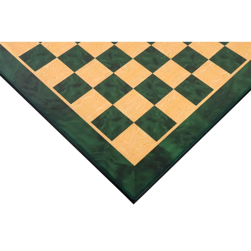 Imperfect 22-Inch Green Ash Burl & Boxwood Chessboard – 57Mm Squares – High-Gloss Surface 1