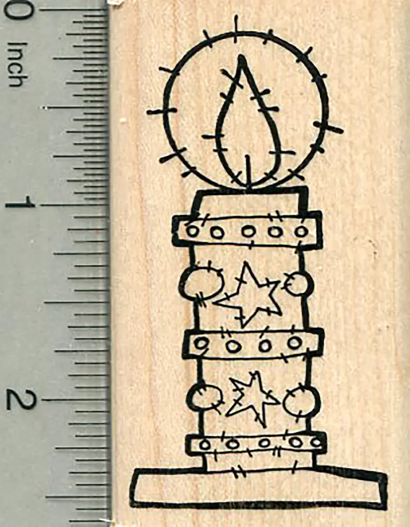 Irish Christmas Candle Rubber Stamp – Traditional Celtic-Inspired Holiday Design 1