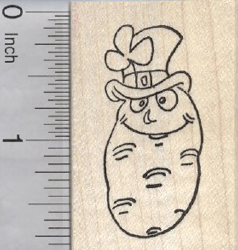 Irish Potato Rubber Stamp – Saint Patrick’S Day With Leprechaun Hat 1