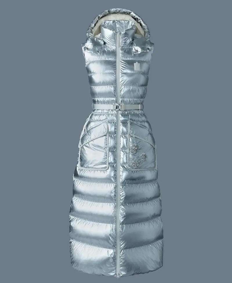 Ivanka-Msf Silver Sleeveless Metallic Snowflake Puffer Vest 1