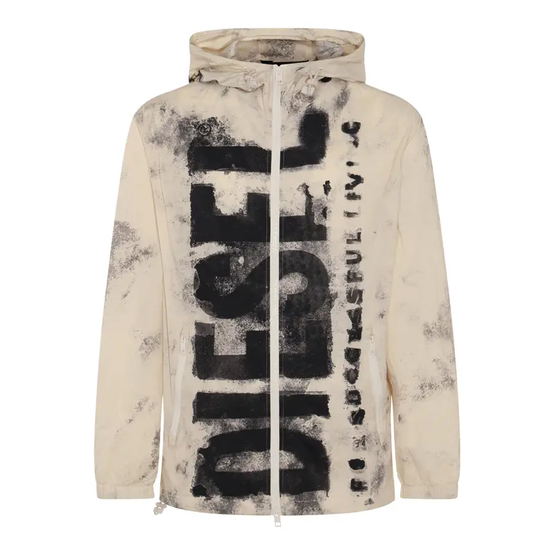 Ivory Watercolour-Effect Logo Windbreaker By J-Warrett 1