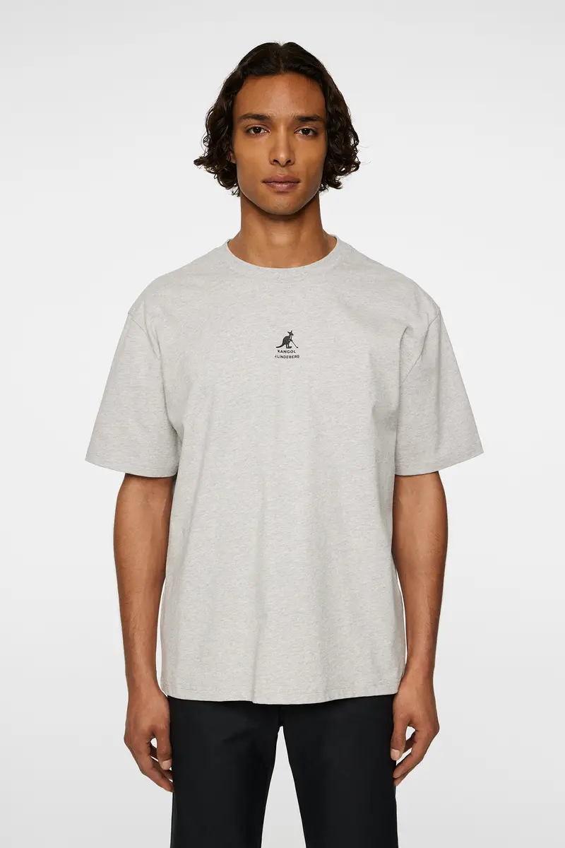 J.Lindeberg Davie Light Grey Melange Cotton T-Shirt 1