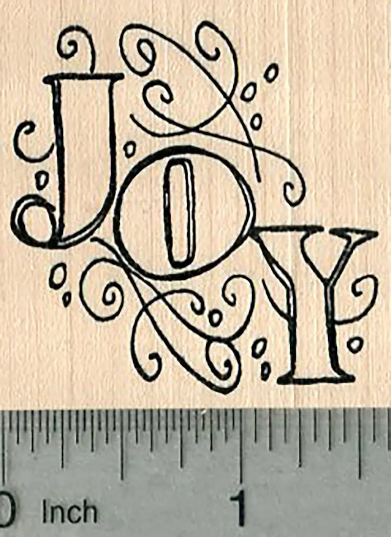 'Joy' Holiday Rubber Stamp – Uplifting Seasonal Word Art 1