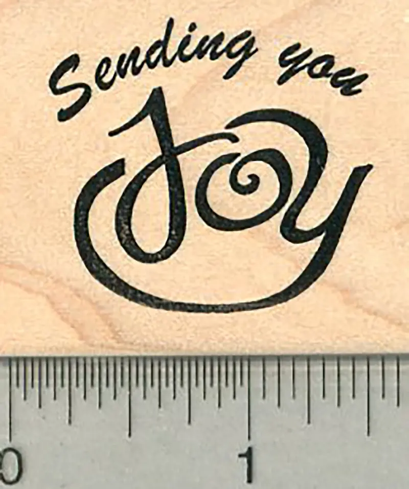 Joyful Friendship Rubber Stamp – 'Sending Joy' Uplifting Message 1