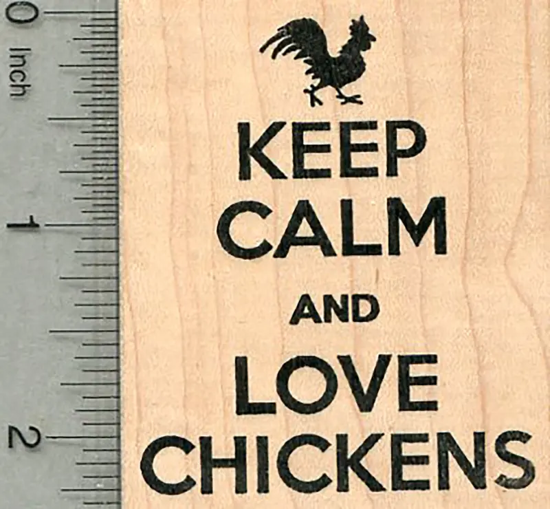 ‘Keep Calm And Love Chickens’ Stamp – Humorous Poultry Motif 1