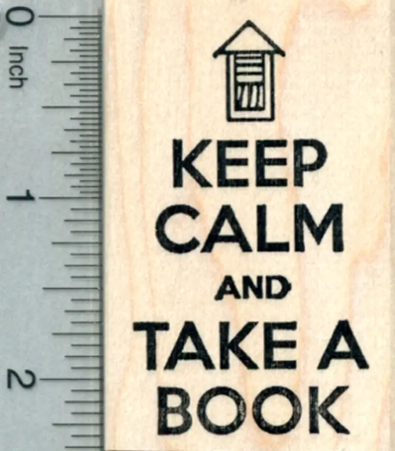 'Keep Calm And Take A Book' Little Library Rubber Stamp 1