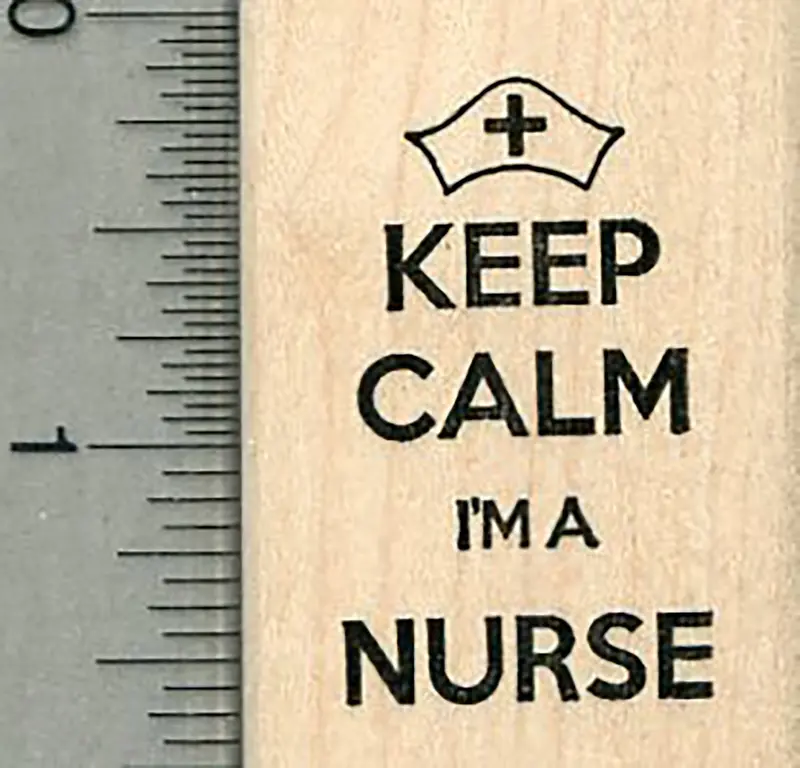 'Keep Calm' Nurse-Themed Rubber Stamp With Medical Professional Imagery 1