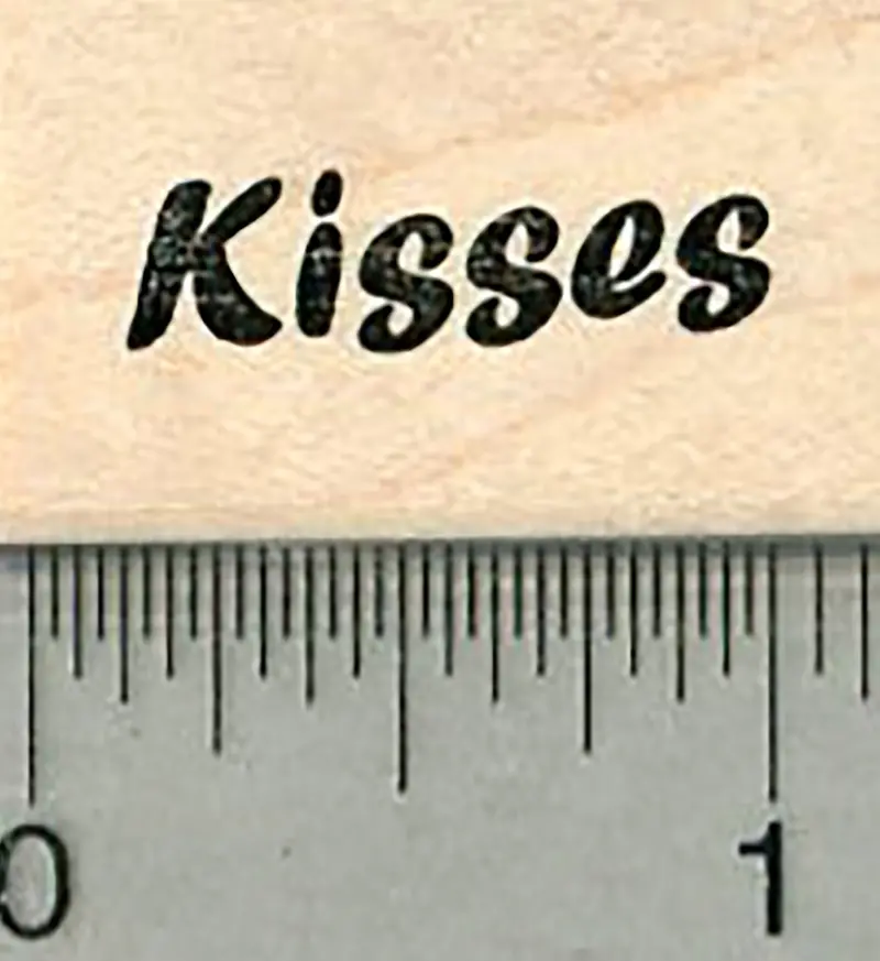 'Kisses' Sentiment Rubber Stamp – Sweet & Simple Affection Design 1