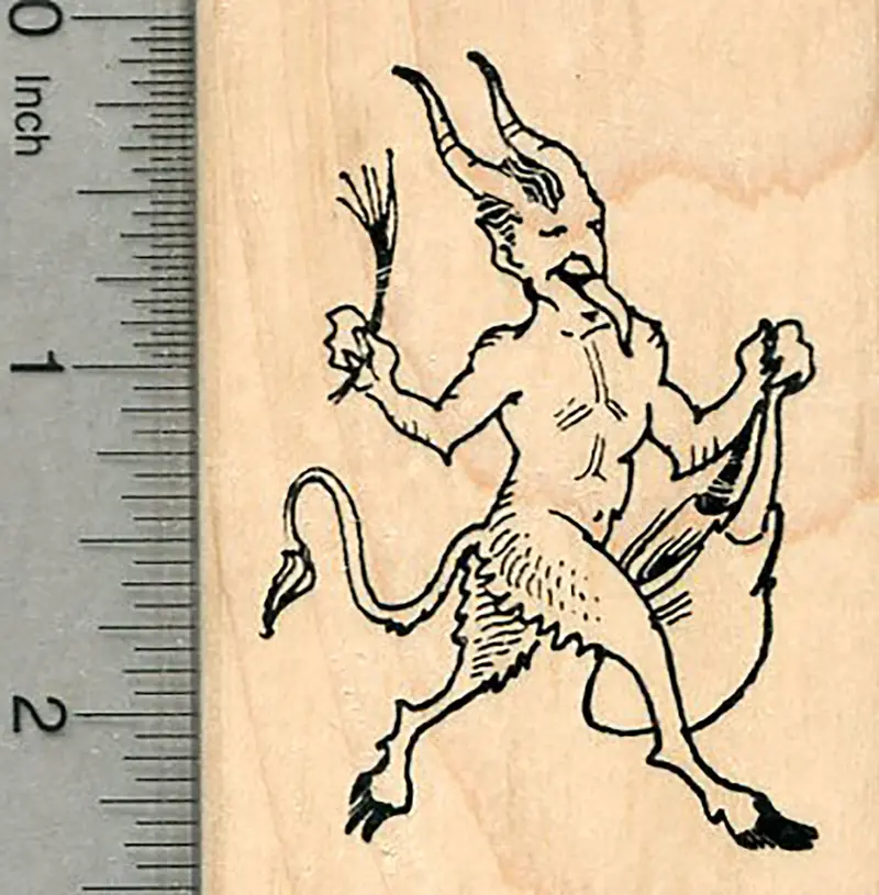 Krampus Christmas Rubber Stamp – Alpine Folklore Figure From St. Nicholas Tradition 1