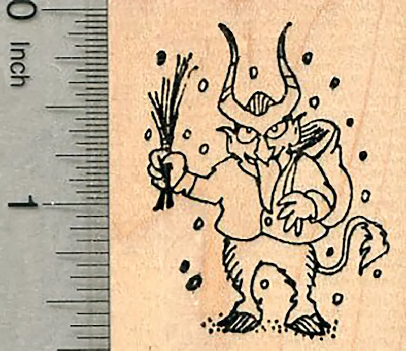 Krampus Rubber Stamp – Alpine Christmas Folklore Figure From St. Nicholas Traditions 1